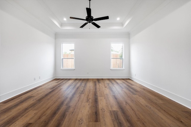 3312 Arbor St, Houston, TX 77004 - unfurnished room featuring a tray ceiling, plenty of natural light, dark wood-type flooring, crown molding, and recessed lighting