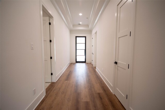 3312 Arbor St, Houston, TX 77004 - hall featuring wood finished floors, recessed lighting, and crown molding