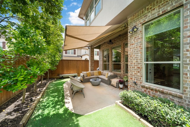 8421 Moritz Grn, Houston, TX 77055 - fenced backyard featuring an outdoor hangout area and a patio