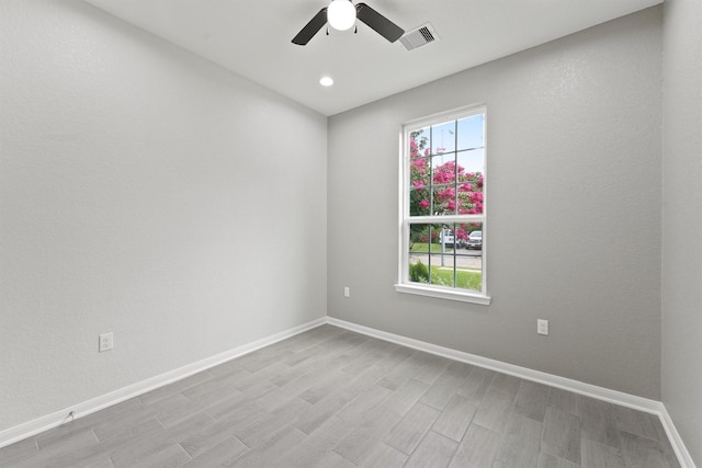 5118 Danfield Dr, Houston, TX 77053 - empty room featuring ceiling fan, light wood-style floors, and recessed lighting