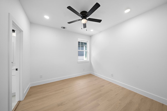 1305 Amundsen St N, Houston, TX 77009 - unfurnished room featuring recessed lighting, ceiling fan, and light wood finished floors
