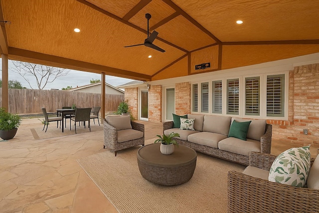 11710 Hillcroft St, Houston, TX 77035 - view of patio with outdoor dining space, an outdoor living space, and ceiling fan