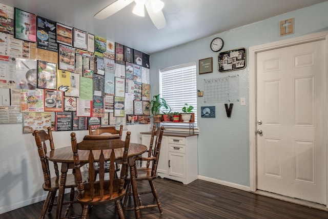 322 S Carroll, La Porte, TX 77571 - dining room with dark wood-style flooring and a ceiling fan
