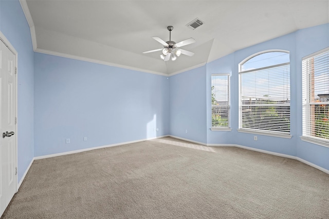 12610 Hobbs Terrace Dr, Tomball, TX 77377 - carpeted empty room featuring ceiling fan and crown molding