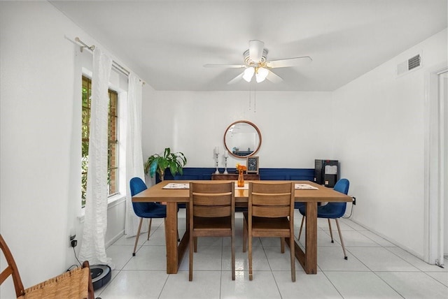 431 Shadow Creek Dr, El Lago, TX 77586 - dining area with ceiling fan and light tile patterned floors