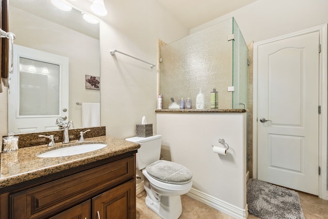 1114 Commons Waterway Dr, Huffman, TX 77336 - bathroom with a shower with shower door, vanity, and tile patterned floors