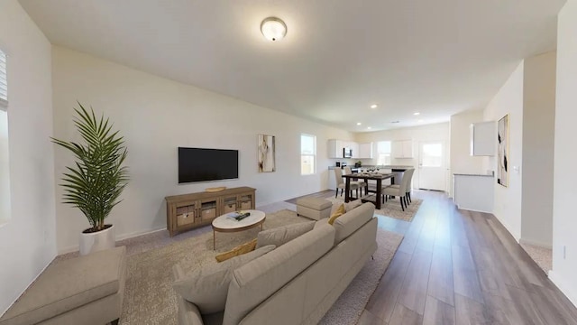 21643 Cottage Ln, New Caney, TX 77357 - living area featuring recessed lighting and dark wood-type flooring