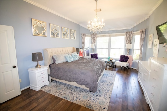 9430 Oratorio Ct, Houston, TX 77040 - bedroom with hardwood / wood-style floors, crown molding, and a chandelier