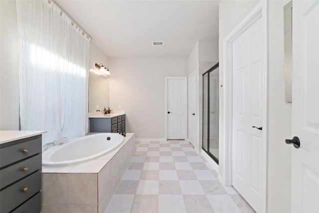 18534 Tall Woods Pl, Houston, TX 77084 - full bath with vanity, a stall shower, and a bath