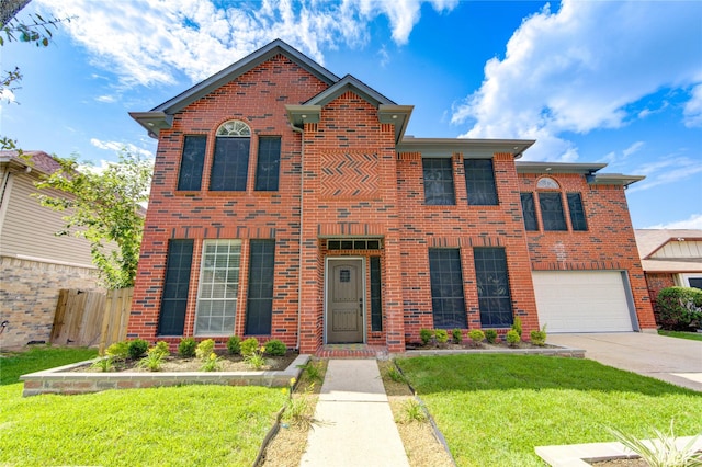 13727 Sablegarden Ln, Houston, TX 77014 - traditional-style home with brick siding, an attached garage, and driveway