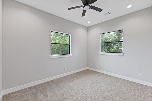 806 E 39th St Unit A, Houston, TX 77022 - carpeted empty room featuring plenty of natural light, recessed lighting, and a ceiling fan