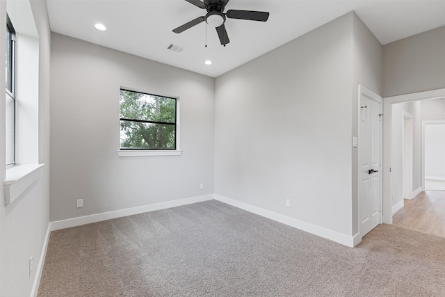 806 E 39th St Unit A, Houston, TX 77022 - empty room with a ceiling fan, carpet, and recessed lighting