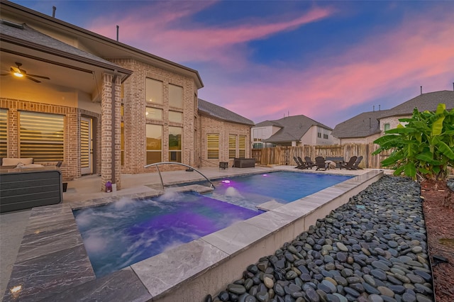 9011 Bright Harbor Dr, Cypress, TX 77433 - view of pool with an in-ground hot tub, a fenced backyard, a patio area, and outdoor lounge area
