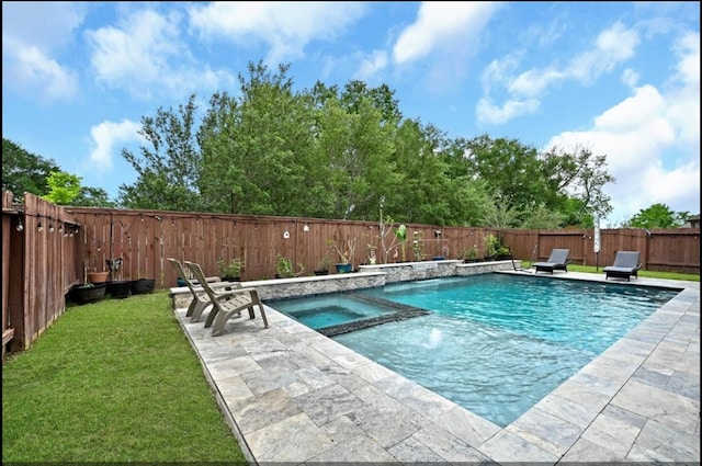 25119 Dunbrook Springs Ln, Katy, TX 77494 - view of pool featuring a fenced backyard, a pool with connected hot tub, and a patio area