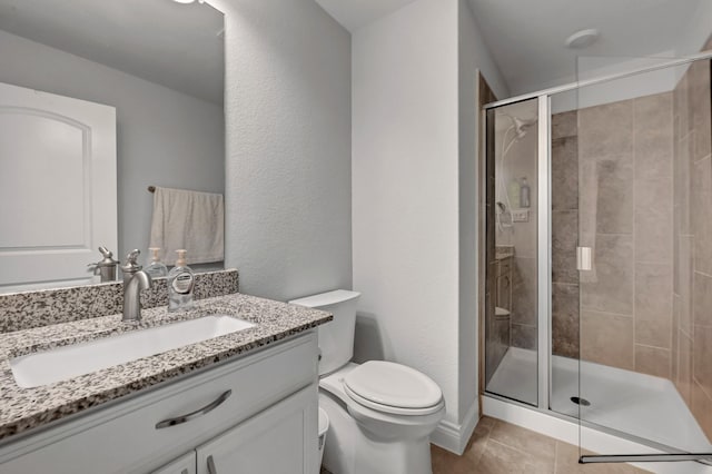 25119 Dunbrook Springs Ln, Katy, TX 77494 - bathroom featuring vanity, a stall shower, and tile patterned floors