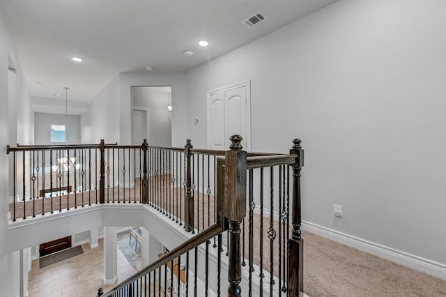 25119 Dunbrook Springs Ln, Katy, TX 77494 - hallway featuring an upstairs landing, recessed lighting, and carpet flooring
