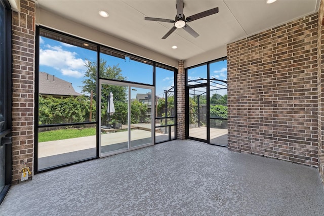 18402 Ingliston Ln, Richmond, TX 77407 - unfurnished sunroom featuring a ceiling fan