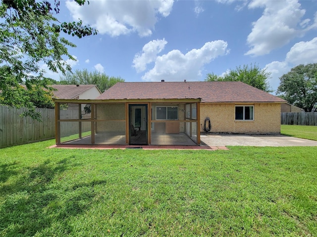 17602 Kakerglen Ct, Houston, TX 77084 - back of property featuring a patio, a fenced backyard, and brick siding