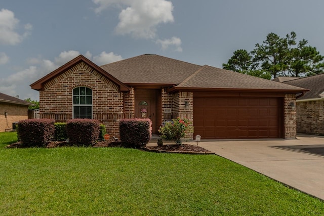 5720 Sunbird Ln, Beaumont, TX 77708 - view of front of house featuring brick siding, an attached garage, driveway, and roof with shingles