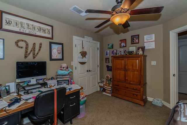 5720 Sunbird Ln, Beaumont, TX 77708 - office space featuring ceiling fan and carpet floors