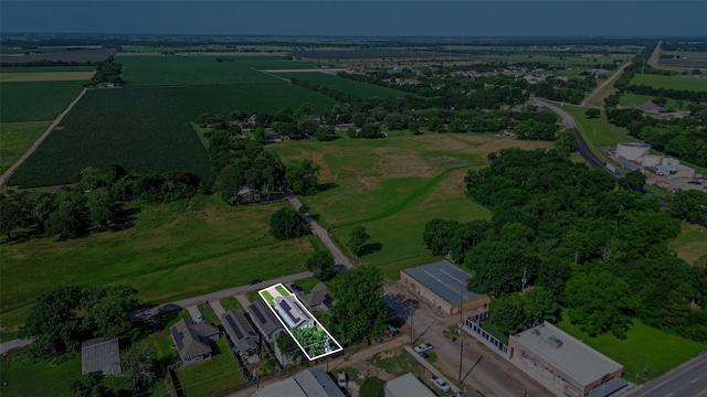 6418 Gresham St, Wallis, TX 77485 - aerial overview of property's location with property parcel outlined and rural landscape