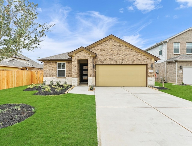 21622 Teton Rock Trl, Richmond, TX 77407 - view of front of property featuring brick siding, an attached garage, driveway, and stone siding