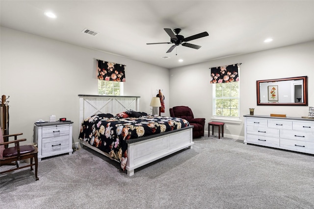 224 Evergreen Dr, Huntsville, TX 77340 - carpeted bedroom with recessed lighting and a ceiling fan