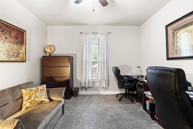 224 Evergreen Dr, Huntsville, TX 77340 - office featuring a ceiling fan and carpet floors