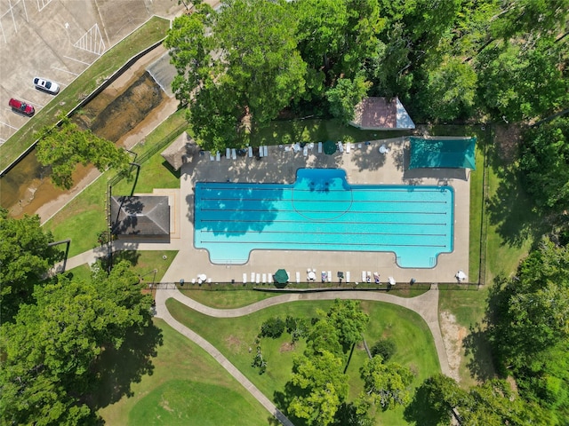 224 Evergreen Dr, Huntsville, TX 77340 - aerial view of a pool