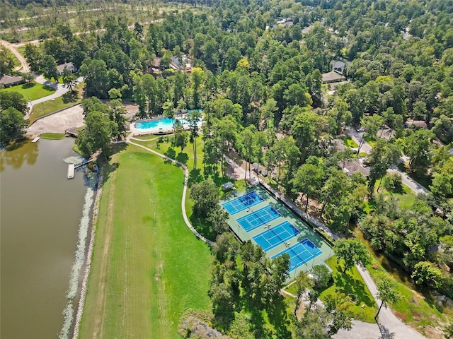 224 Evergreen Dr, Huntsville, TX 77340 - bird's eye view of a nearby body of water and a pool area