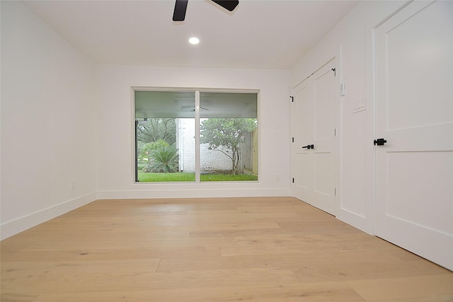 5330 Dumfries Dr, Houston, TX 77096 - spare room with light wood-style floors, a ceiling fan, and recessed lighting