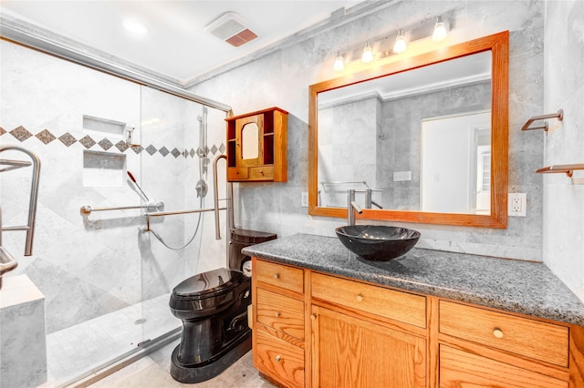 3831 Wood Stone Walk Dr, Houston, TX 77084 - full bathroom featuring a stall shower and vanity