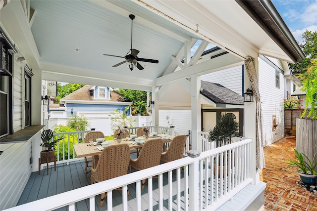 208 E 12th St, Houston, TX 77008 - deck featuring outdoor dining area and ceiling fan