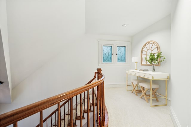 208 E 12th St, Houston, TX 77008 - hall featuring carpet floors and an upstairs landing