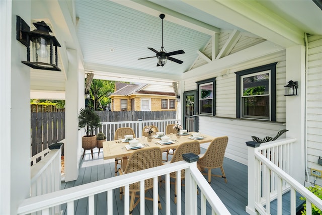 208 E 12th St, Houston, TX 77008 - deck featuring outdoor dining area and ceiling fan