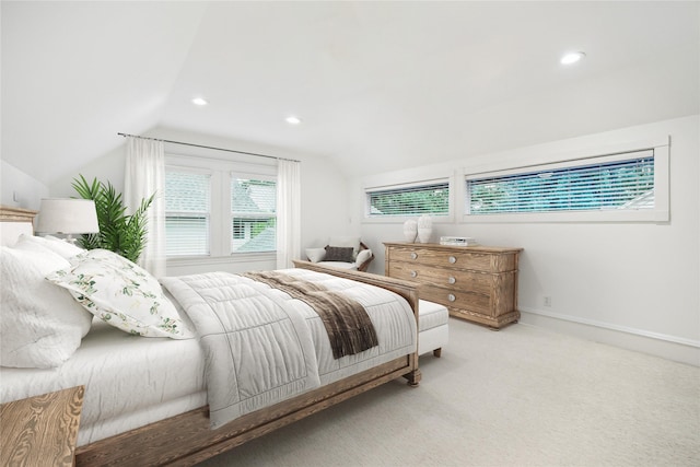 208 E 12th St, Houston, TX 77008 - bedroom with vaulted ceiling, carpet floors, and recessed lighting
