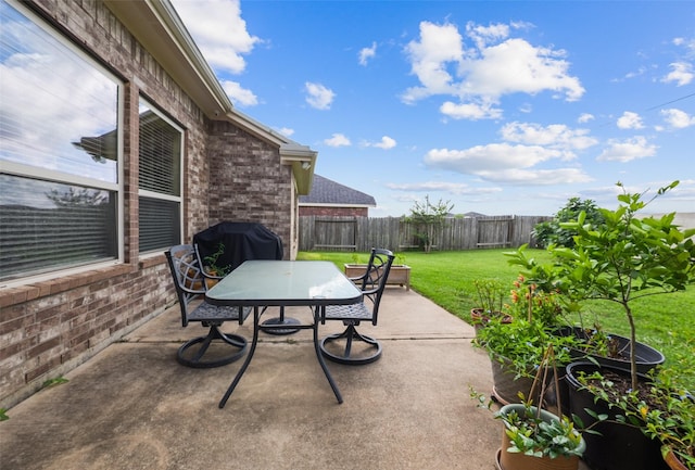 28407 Kinglet Pines Dr, Katy, TX 77494 - fenced backyard with a patio, area for grilling, and outdoor dining area