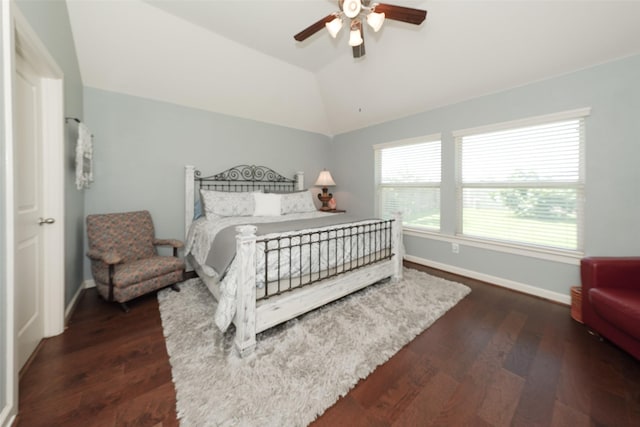28407 Kinglet Pines Dr, Katy, TX 77494 - bedroom with vaulted ceiling, wood finished floors, and a ceiling fan