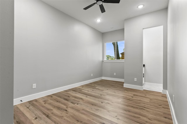 210 Hogan Ln, Hempstead, TX 77445 - empty room with a ceiling fan, wood finished floors, and recessed lighting
