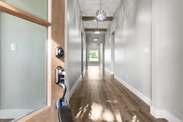 210 Hogan Ln, Hempstead, TX 77445 - hall with wood finished floors and beamed ceiling