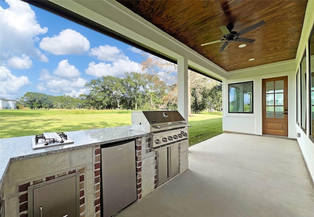 210 Hogan Ln, Hempstead, TX 77445 - view of patio featuring an outdoor kitchen and a ceiling fan