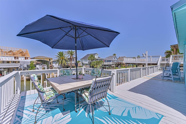 34 Tarpon Ln, Freeport, TX 77541 - wooden deck featuring outdoor dining space