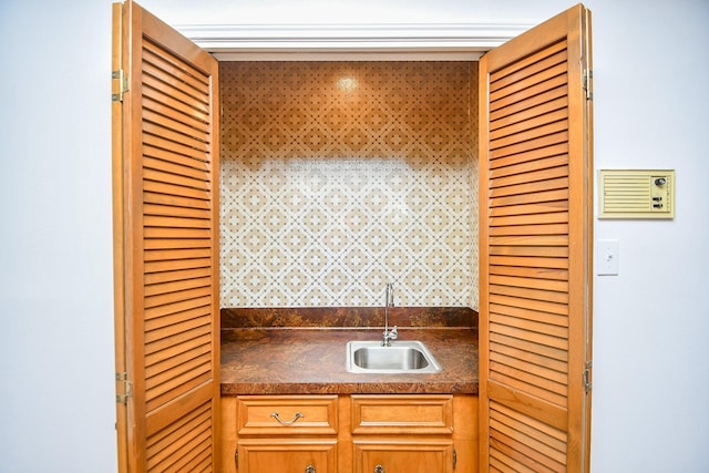 2622 Williams Grant St, Sugar Land, TX 77479 - kitchen featuring a sink and dark countertops
