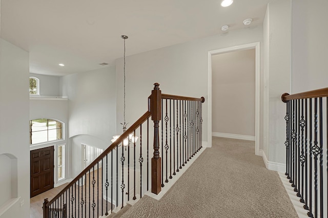 20010 Barrow Edge Ln, Cypress, TX 77433 - hall with an upstairs landing and recessed lighting