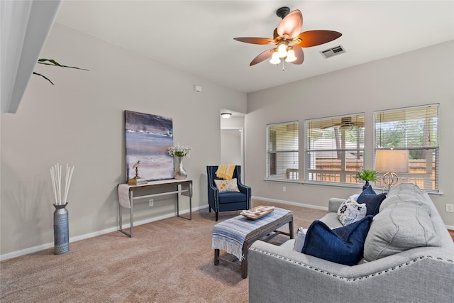 99 E Foxbriar Forest Cir, The Woodlands, TX 77382 - sitting room featuring ceiling fan and carpet flooring