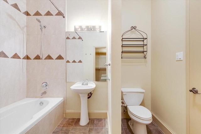1020 Columbus St, Houston, TX 77019 - full bathroom with tiled shower / bath and tile patterned flooring