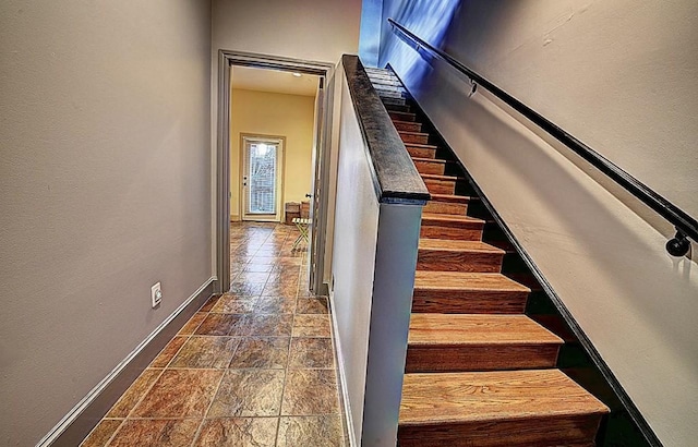 1020 Columbus St, Houston, TX 77019 - staircase with stone finish flooring and baseboards