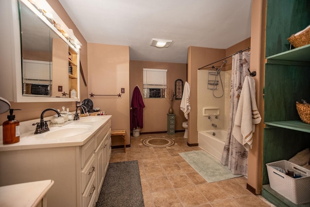 925 Royal Rd, Port Lavaca, TX 77979 - full bathroom with double vanity and shower / tub combo with curtain