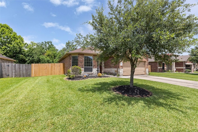 18715 Deer Trace Dr, Crosby, TX 77532 - view of property hidden behind natural elements featuring concrete driveway, brick siding, and an attached garage