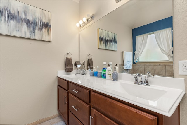 18715 Deer Trace Dr, Crosby, TX 77532 - bathroom featuring double vanity and tile patterned flooring